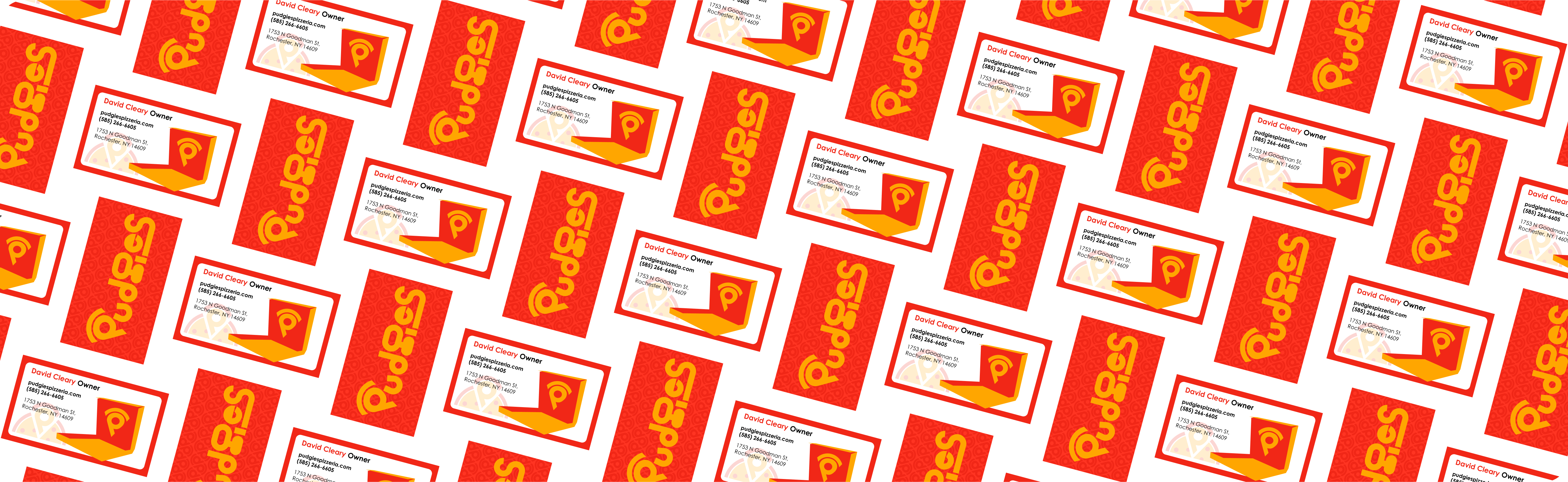 pudgie's pizza business cards